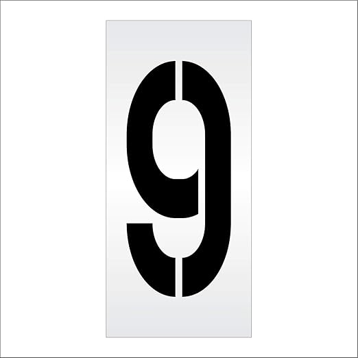 Pavement Stencils - 36 inch Single Number Stencil (Wide) - 9-36" x 16" x 1/16" (63 mil) - Light-Duty