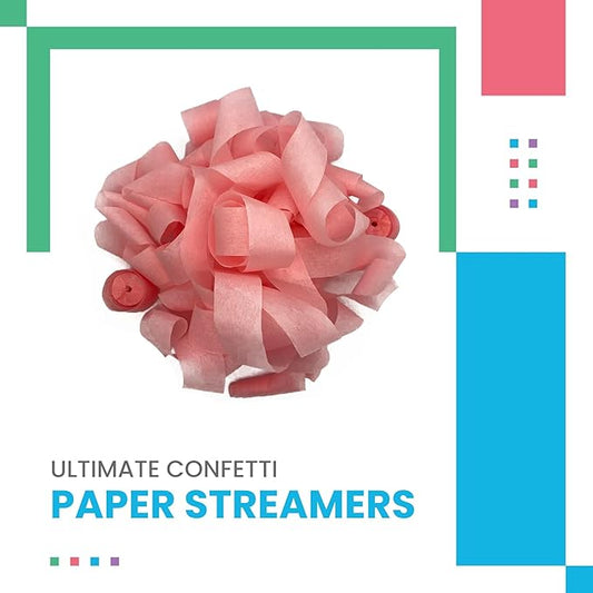 Tissue Paper Streamers in Launcher Sleeve, Baby Pink Color (20 Streamer Rolls per Sleeve)
