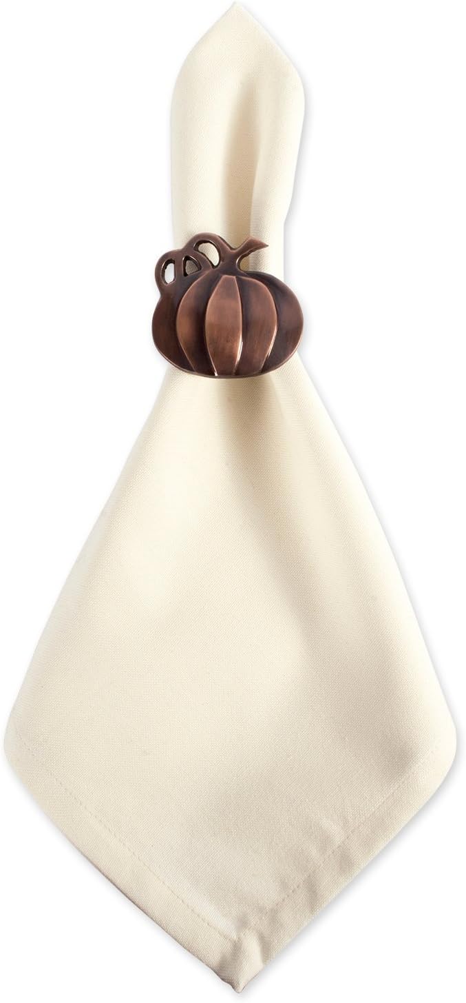 DII Christmas Thanksgiving Holiday Tabletop Décor Collection Decorative Napkin Ring Holder Set, 2" Diameter, Rustic Harvest Pumpkin, 6 Piece
