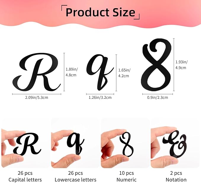 64 Pcs Black Acrylic Cake Toppers Letters and Numbers, Mirror A-Z Alphabet & 0-9 Numbers for Personalized Cake Decorations, Birthday Wedding Baby Shower Party Picks