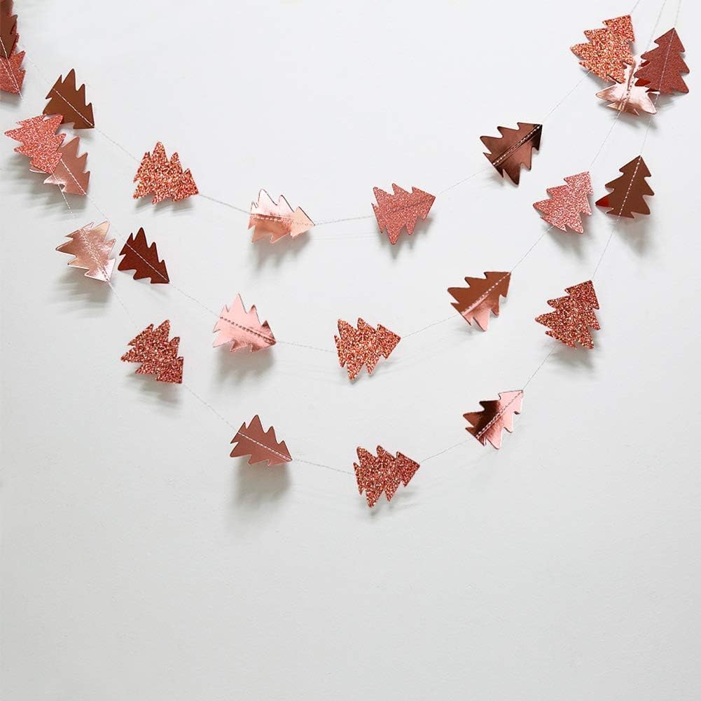 Sparkly Paper Christmas Tree Garland Kit for Home Party Decoration (Rose Gold)