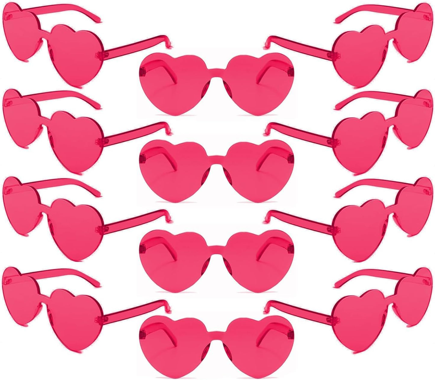 Heart Shaped Rimless Sunglasses 12Pack, Bachelor Party Cool Colorful Funky Sunglasses