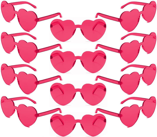 Heart Shaped Rimless Sunglasses 12Pack, Bachelor Party Cool Colorful Funky Sunglasses
