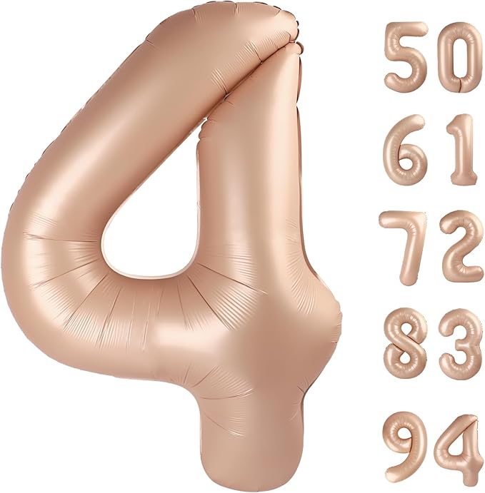 Light Brown 4 Balloon, Tan Number Balloons 40 Inch, 4th Beige Party Decorations, Sandy Brown Four Large Numbers for Party Decor, Khaki Number 4 Balloon