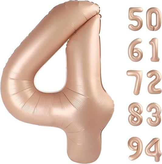 Light Brown 4 Balloon, Tan Number Balloons 40 Inch, 4th Beige Party Decorations, Sandy Brown Four Large Numbers for Party Decor, Khaki Number 4 Balloon
