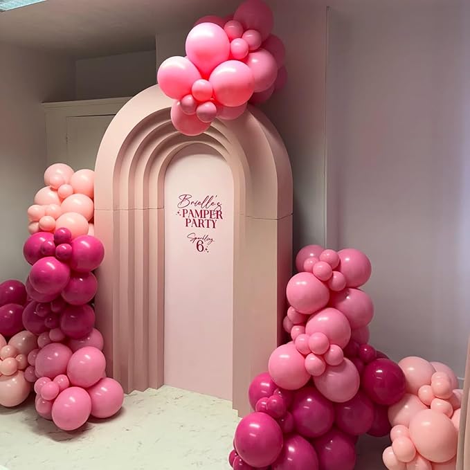 Pink Balloons Arch Kit,130pcs Hot Pink Balloon Garland,Different Sizes Light Latex Pink Balloons for Wedding,Bridal Shower,Birthday,Valentine's Day Party Decorations