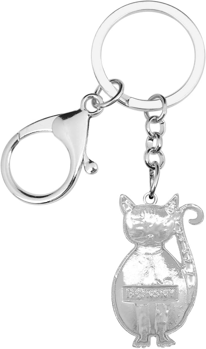 BONSNY Enamel Alloy Chain Cat Key Chains For Women Car Purse Handbag Charms keychains Gifts