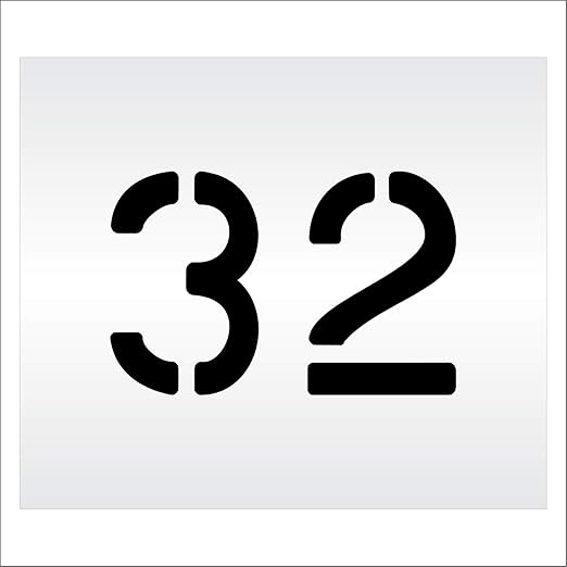 Pavement, Curb, and WheelStop Stencils - 6 inch Double Number Stencil - (32) - 6" x 9" x 1/16" (63 mil) - Light-Duty
