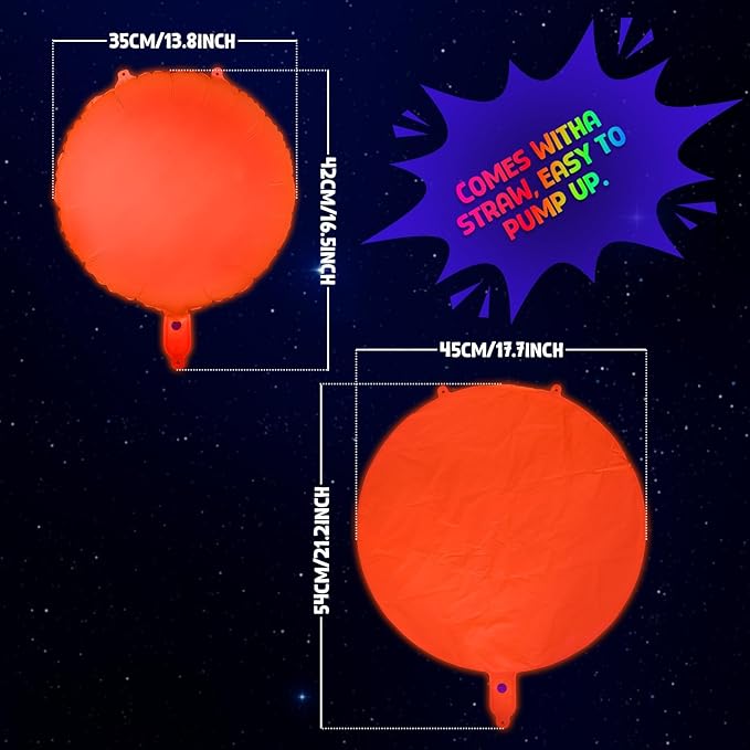 Mega-L Glow in the Dark Party Supplies, 5 Pcs Neon Round Balloons Set – Fluorescent Red, Lemon Yellow, Fuchsia, Blue and Orange Balloons Perfect for Birthday, Wedding, Anniversary, Graduation Party