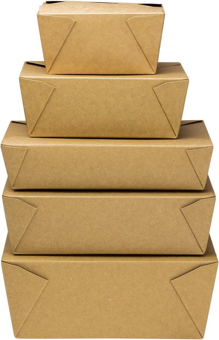 Karat Paper To Go Boxes [110 oz - 160 ct] Leak-Resistant, Microwavable, Heavy-Duty Take Out Boxes | Grease Resistant & Stackable | #4 Kraft Brown
