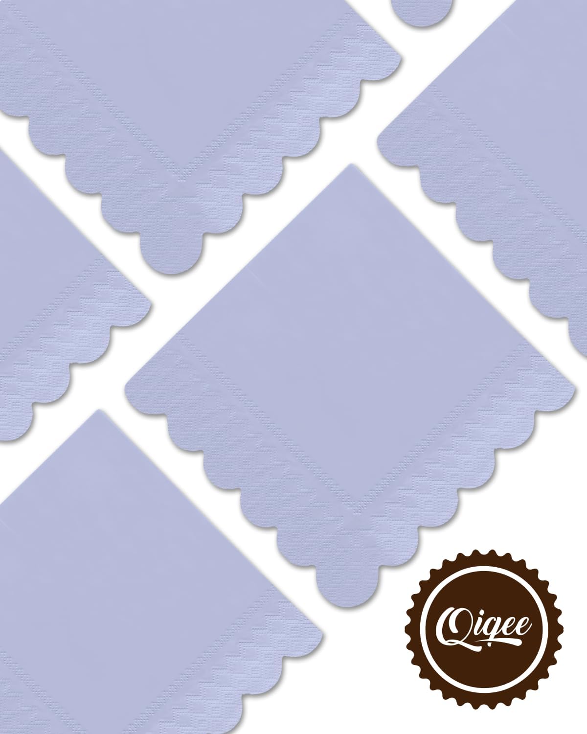 qiqee Jade Vine Purple Cocktail Dinner Napkins 5x5inch Disposable Beverage,Wedding, Birthday Party Dessert Wave Paper Napkins(120 Count)