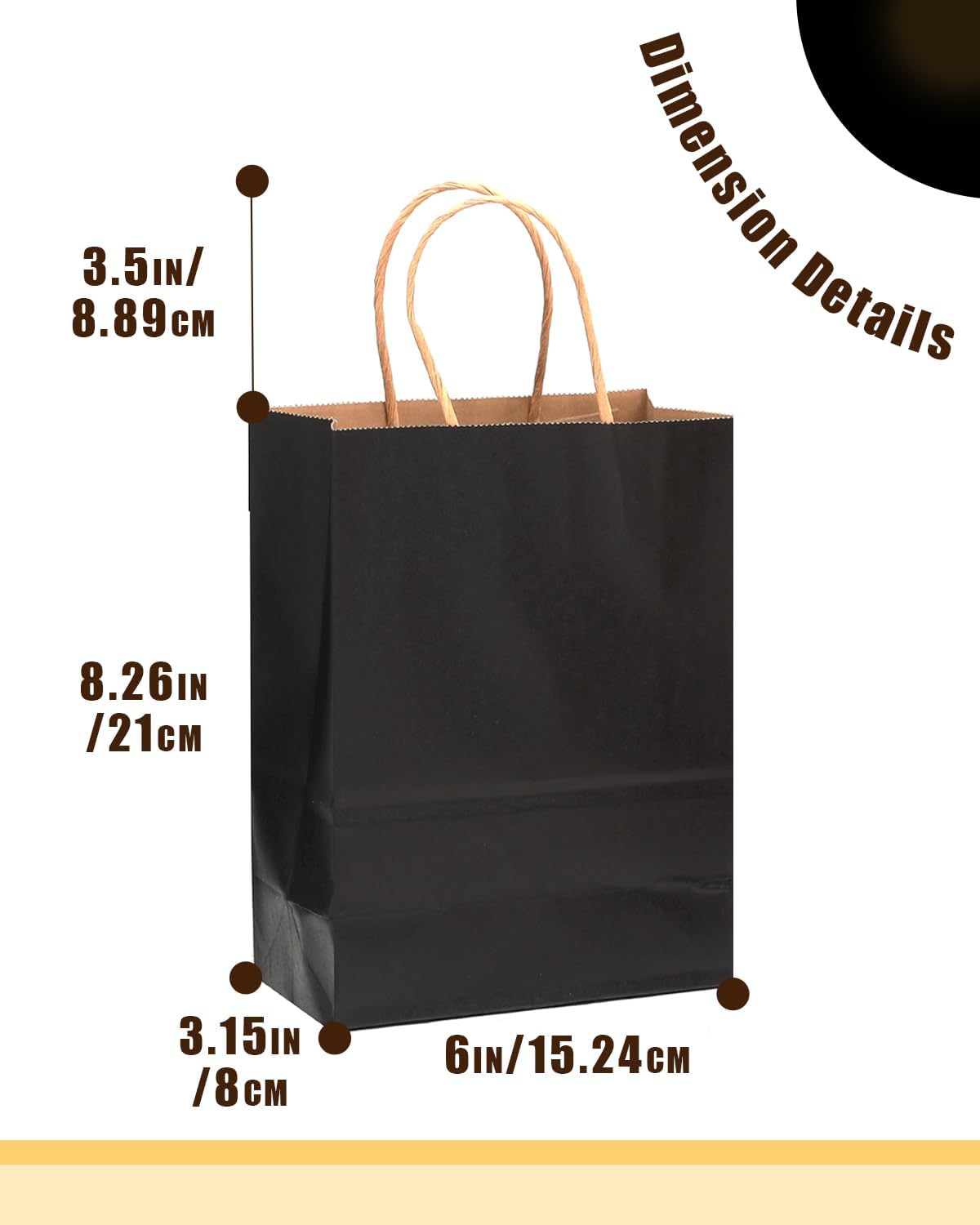 qiqee 26-Packs Black Gift Bags with Handles Bulk 8.3"x3"x 6" Small Size Kraft Party Paper Bags