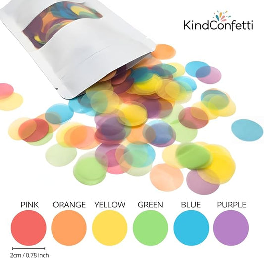 Biodegradable Rice Paper Confetti, 50 GRAMS 2 CM Round Toss Confetti, Eco Friendly, Compostable, Water Soluble Party Confetti for Weddings, Birthdays & Celebrations (Multi Color), 6500 Pcs (Rainbow)