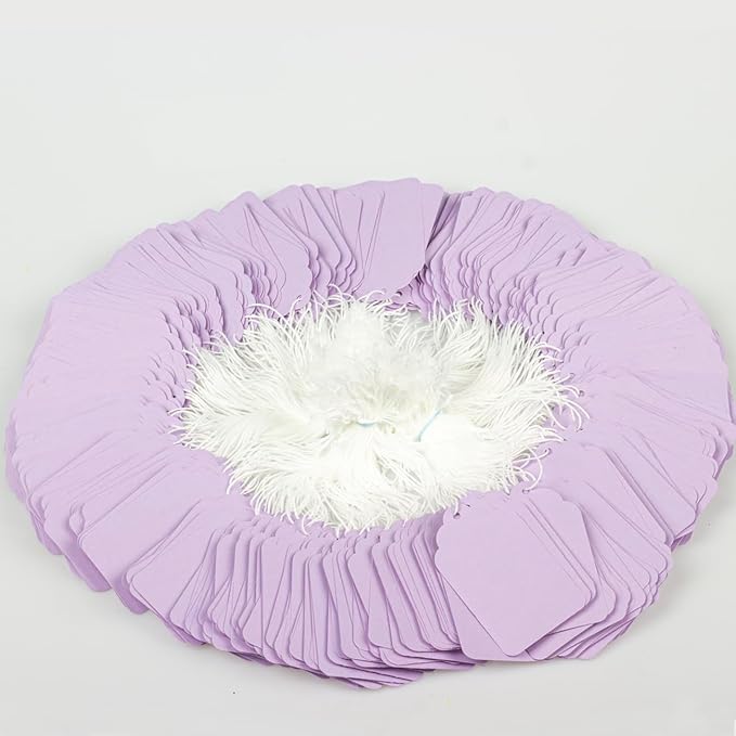 Tags with String Attached,500 Pcs Blank Marking Tags (2.75"x1.57",Light Purple)
