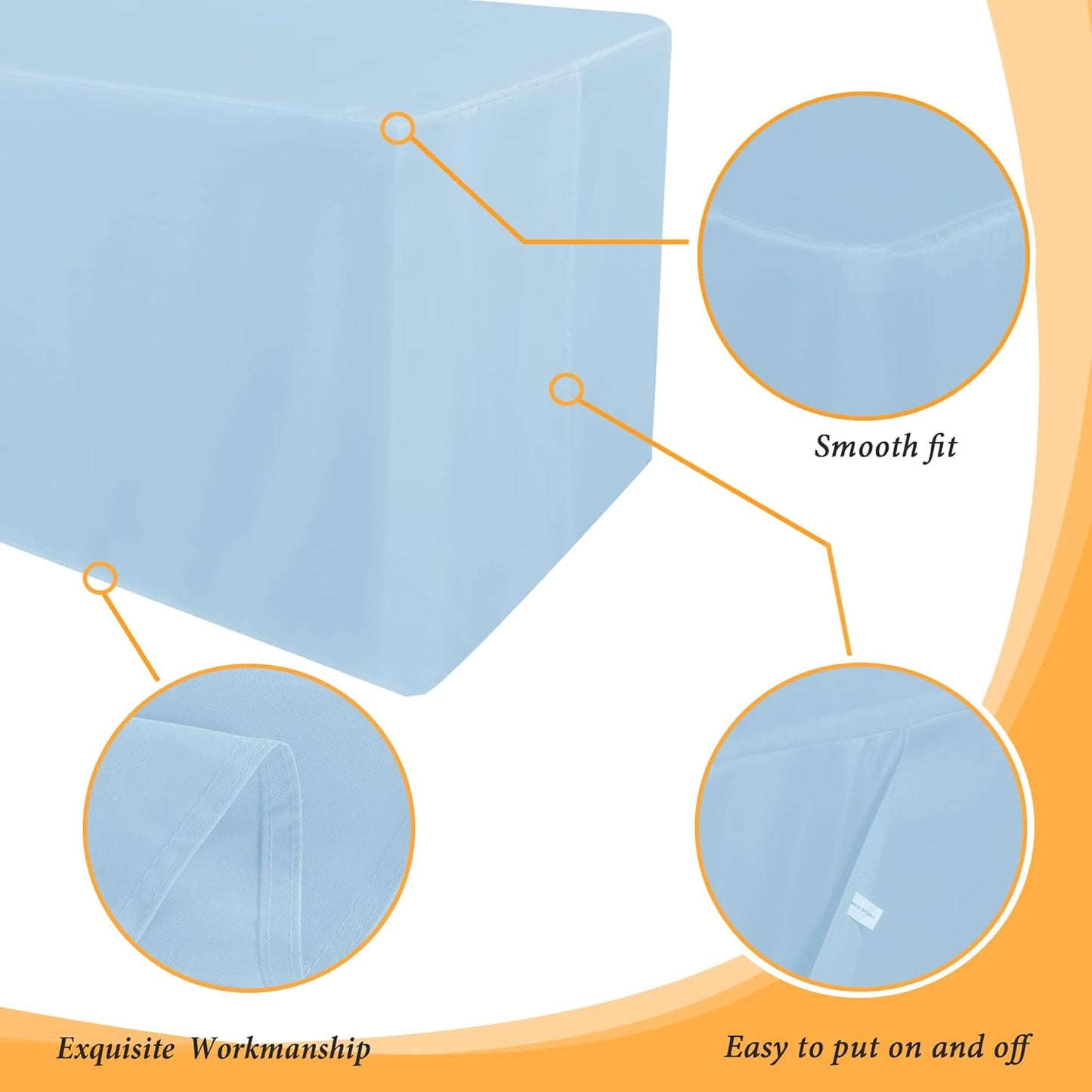 Obstal 2 Pack Table Clothes for 6 Foot Rectangle Tables - Water Resistant Washable Fabric Polyester Rectangle Table Cover Protector for Wedding, Banquet and Trade Shows, 72L x 30W Inches, Dusty Blue