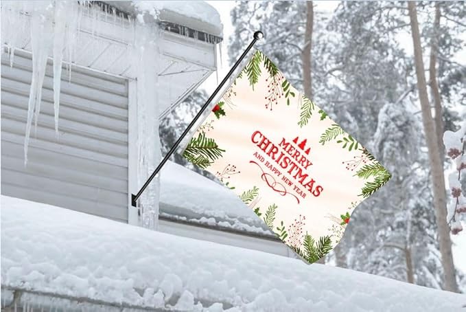 AGAS Merry Christmas Flag 3x5 Ft - Merry Christmas and Happy New Year Flags Vivid Color 200 Denier Nylon Holiday Flag With Brass Grommets for Indoor Outdoor Decoration