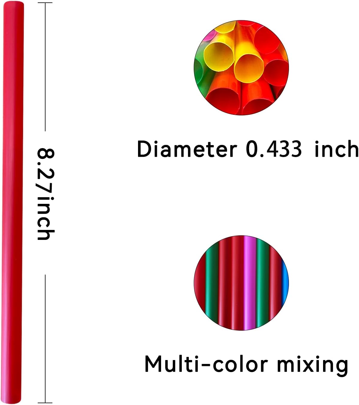 Assorted Colors Jumbo Smoothie Straws, Colorful Disposable Wide-mouthed Large Milkshake Straws 8.2'' Inches High/ 100 pack ﻿ (100, 0.39 * 8.2)