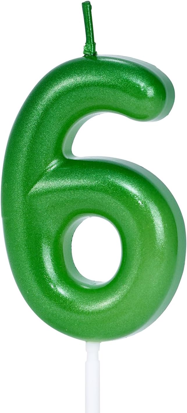 Green Number 6 Birthday Candles, Cake Toppers for Birthday/Baby Shower/Anniversary/Wedding Party Celebrating/Decorating. (Green Number 6)