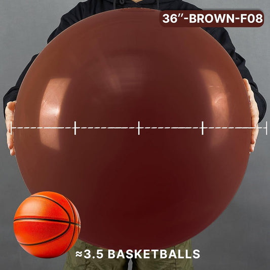 PartyWoo Brown Balloons 4 pcs 36 Inch Extra Large Big Jumbo Giant Dark Brown Boho Neutral Coffee Latex Helium Balloons for Wedding Baby Shower Gender Reveal Birthday Party Decorations Brown-F08