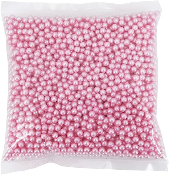 INSPIRELLE 2600pcs Pink Undrilled ABS Art Faux Pearls for Vase Fillers, 6mm No Hole Makeup Beads to Hold Lipstick Eyeliner, Imitation Round Pearl Beads for Table Scatter Home Wedding Decoration