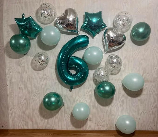 Teal Blue 6 Balloon, Number Balloons 40 Inch, 6th Balloons for Birthday Decorations, Teal Blue Party Supplies 6 Birthday Balloon, Number 6 Balloon