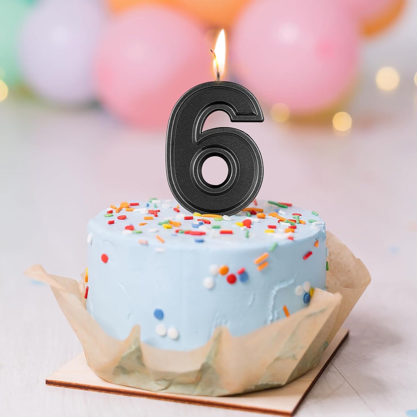 BEAN LIEVE Black Birthday Candles Number 6, Black Number Candles, Cake Number Candles for Birthday Parties and Wedding Anniversary Celebrations