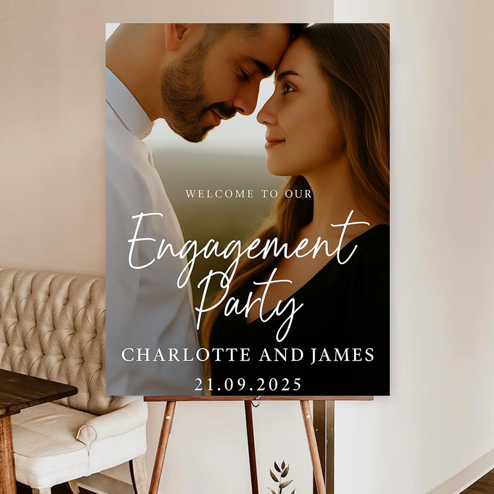 Personalized Engagement Welcome Sign, Engagement Party Sign, Engaged Decor for Couple - She Said Yes!, Decorations, Engaged Welcome, Custom Poster, Canvas, Wooden 2 Layer /6