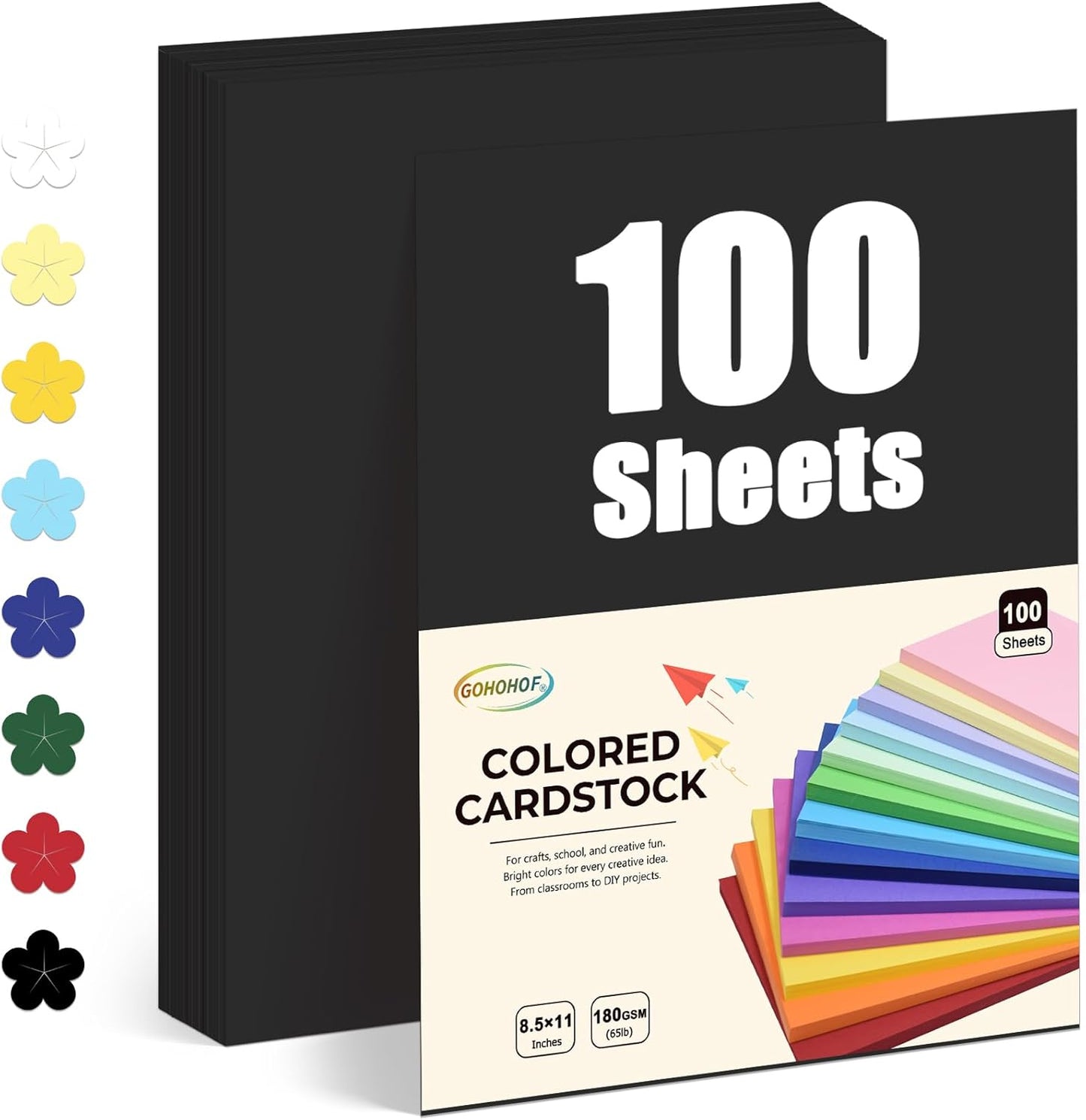 100 Sheets Black Cardstock 8.5 x 11 Cardstock Printer Paper 65 lb/180 gsm, Card Stock Paper for Printer, Drawing,Gift tags,Invitations