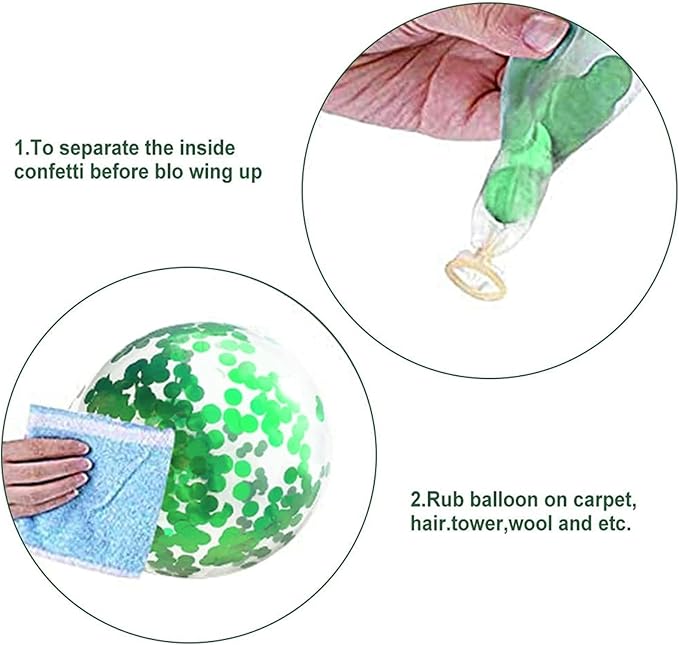 Green and White Balloons Set - 60 Pcs Party Balloons Decor - Green Confetti for Kids Birthday - Strong Latex Balloon Pack for Christmas Birthday Baby Shower, Jungle Themed Party Decoration 12 Inch
