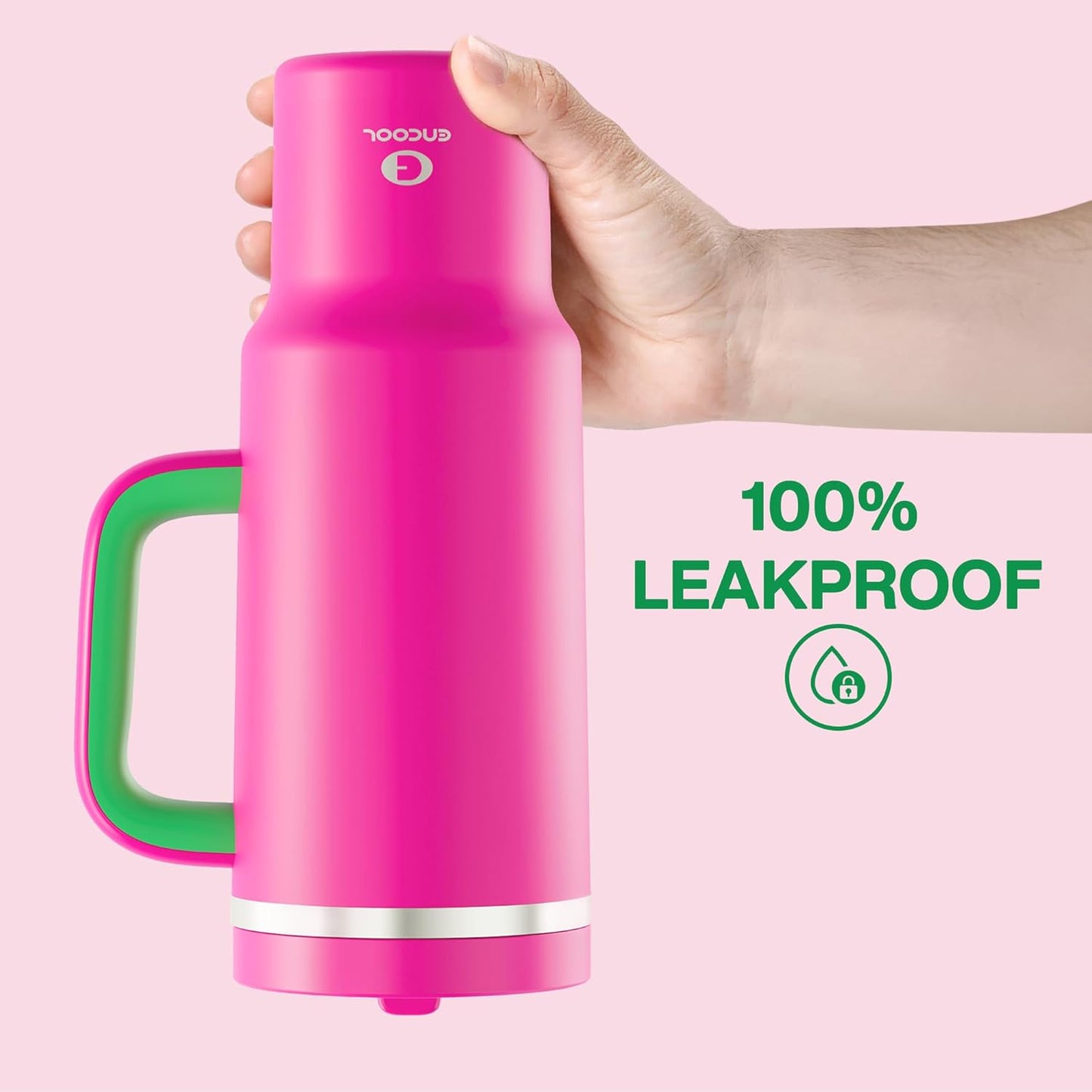 40 oz Tumbler with Handle and Straw: Stainless Steel Insulated Tumbler Keeps Cold for 24 Hours, Leakproof Travel Cup Fits in Cup Holder and BPA-Free,Knockout Pink