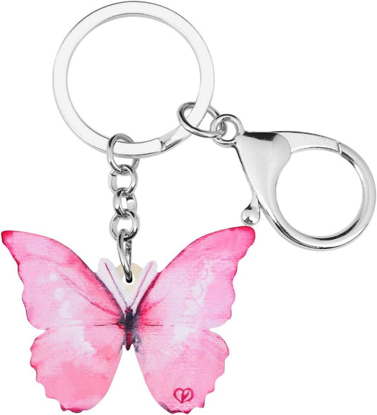 BONSNY Morpho Menelaus Butterfly Key Chains for Women Car Purse Bag Rings Pendant Charms