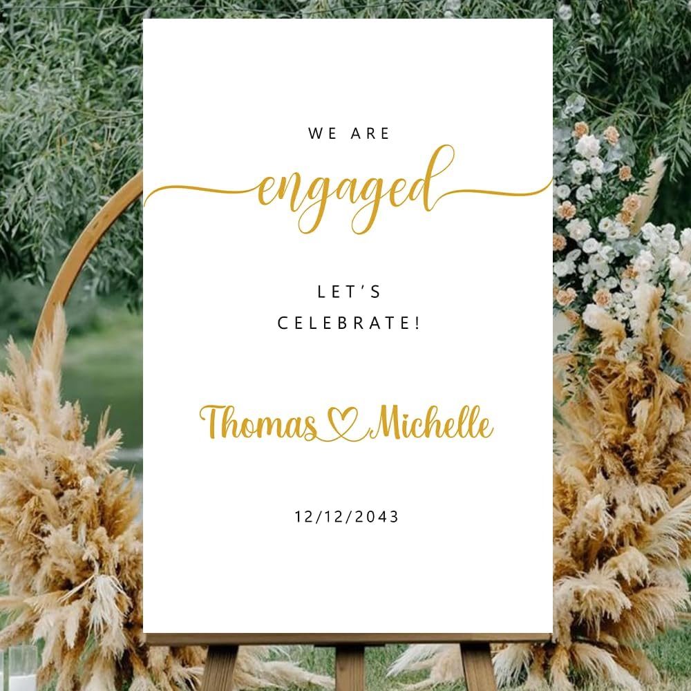 Personalized Engagement Welcome Sign – Minimalist Engagement Party Yard Sign – We’re Engaged Signs – Engagement Party Decorations for Couple - She Said Yes! (Version 16)