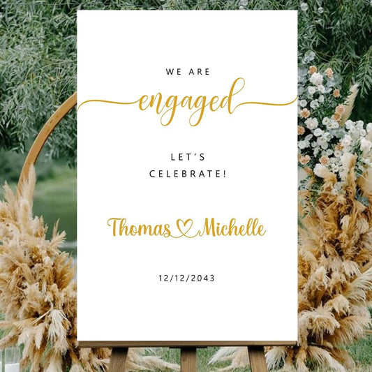 Personalized Engagement Welcome Sign – Minimalist Engagement Party Yard Sign – We’re Engaged Signs – Engagement Party Decorations for Couple - She Said Yes! (Version 16)