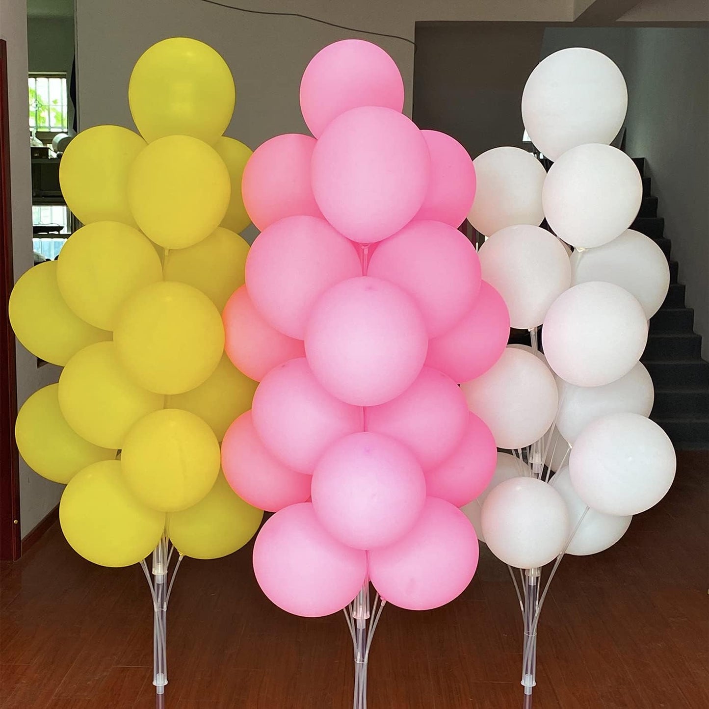 60 Pack 12 Inch Pink Yellow And White Latex Balloons, Birthday Wedding Baby Shower Party Balloons (Pink Yellow And White)