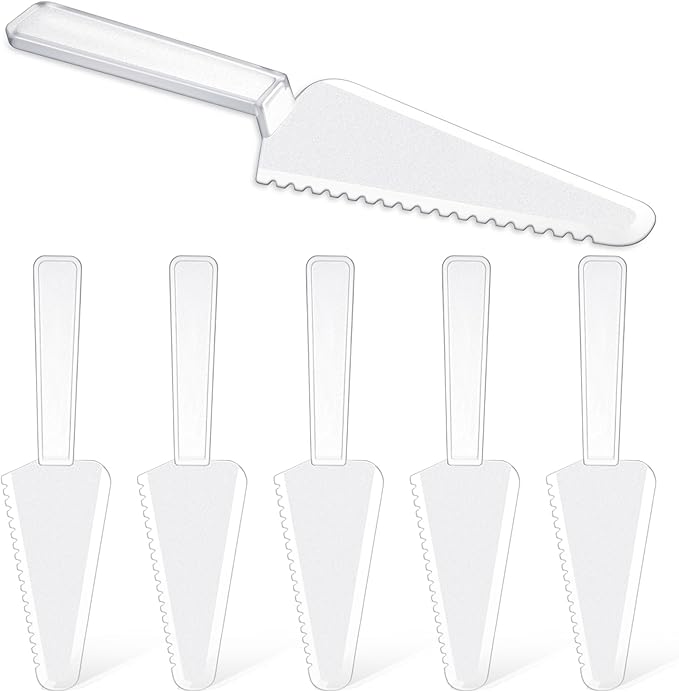 6 Pcs Plastic Cake Cutter Disposable Plastic Pie Server 9.1 Inch Pie Spatula Server Pies Pizza Pastry Slicer Serving Utensils for Kitchen Wedding Buffet Clear