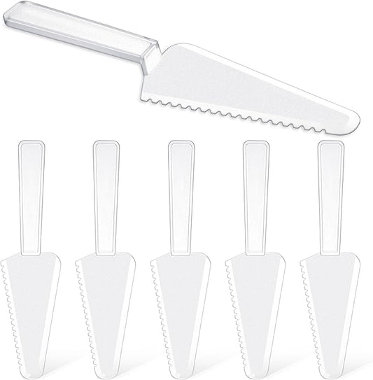 6 Pcs Plastic Cake Cutter Disposable Plastic Pie Server 9.1 Inch Pie Spatula Server Pies Pizza Pastry Slicer Serving Utensils for Kitchen Wedding Buffet Clear