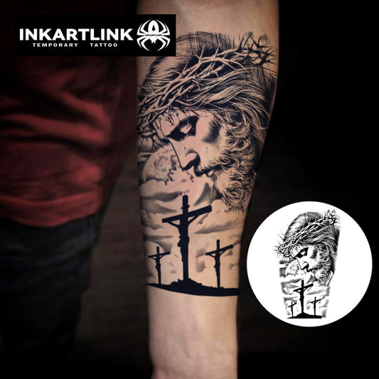 INKARTLINK Tattoo Tech, 2 Sheets Extra Large Semi Permanent Tattoo, Temporary Tattoos, Last 1-2 Weeks, Waterproof, Realistic Look, No Adhesive, （Mythology Design)305