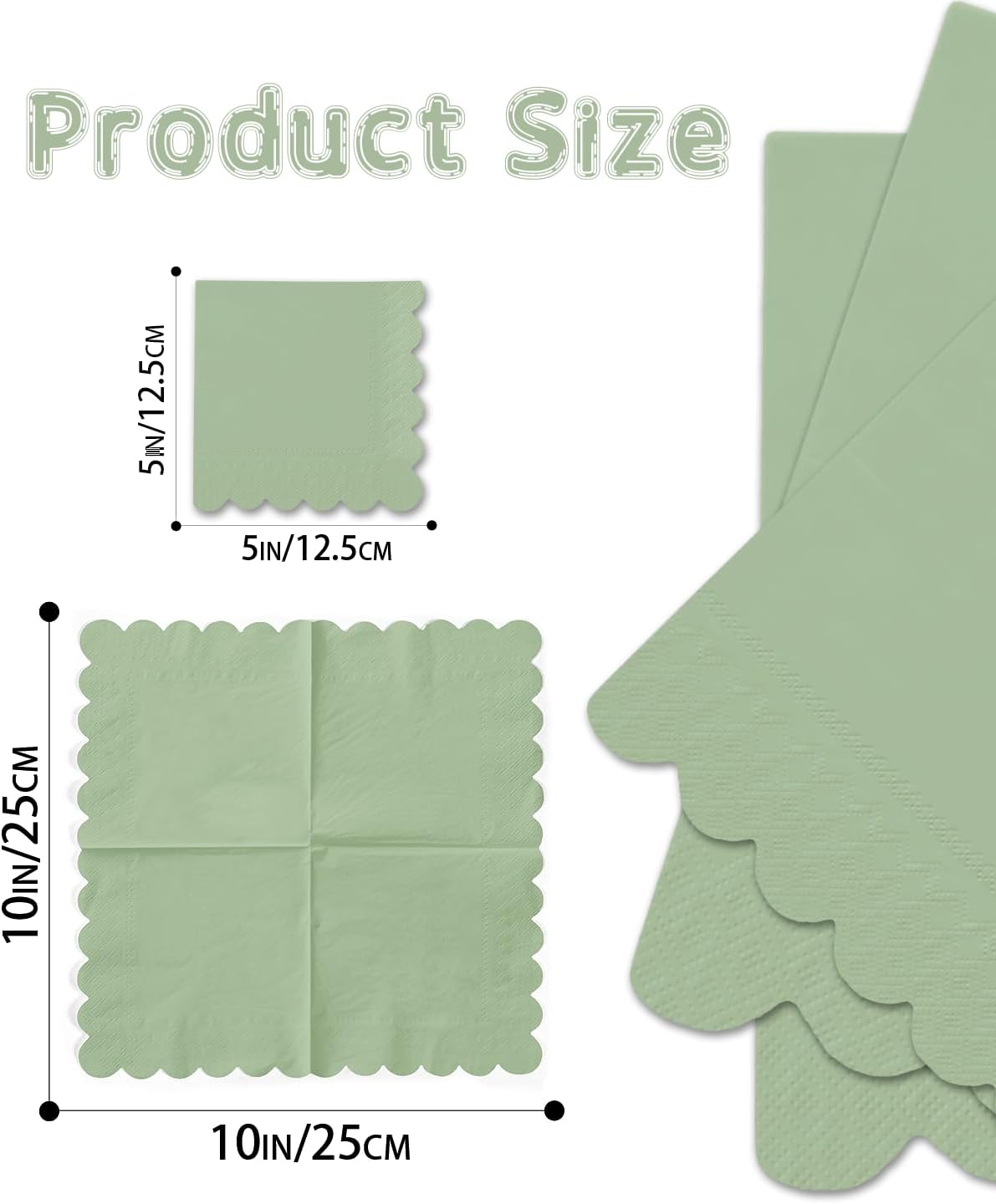 qiqee Reed Green Cocktail Dinner Napkins 5x5inch Disposable Beverage,Wedding, Birthday Party Dessert Wave Paper Napkins(120 Count)