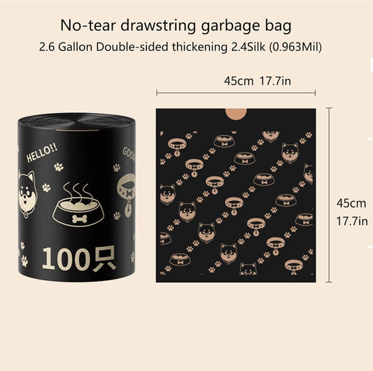 2.6 Gallon Strong Trash Bags,Double-Sided Thickening （0.96Mil),No-tear Small Drawstring Garbage Bags for Bathroom,Kitchen Trash Bags, Leak-Proof Design,Light Luxury Bag (Black Pink 300 Counts)