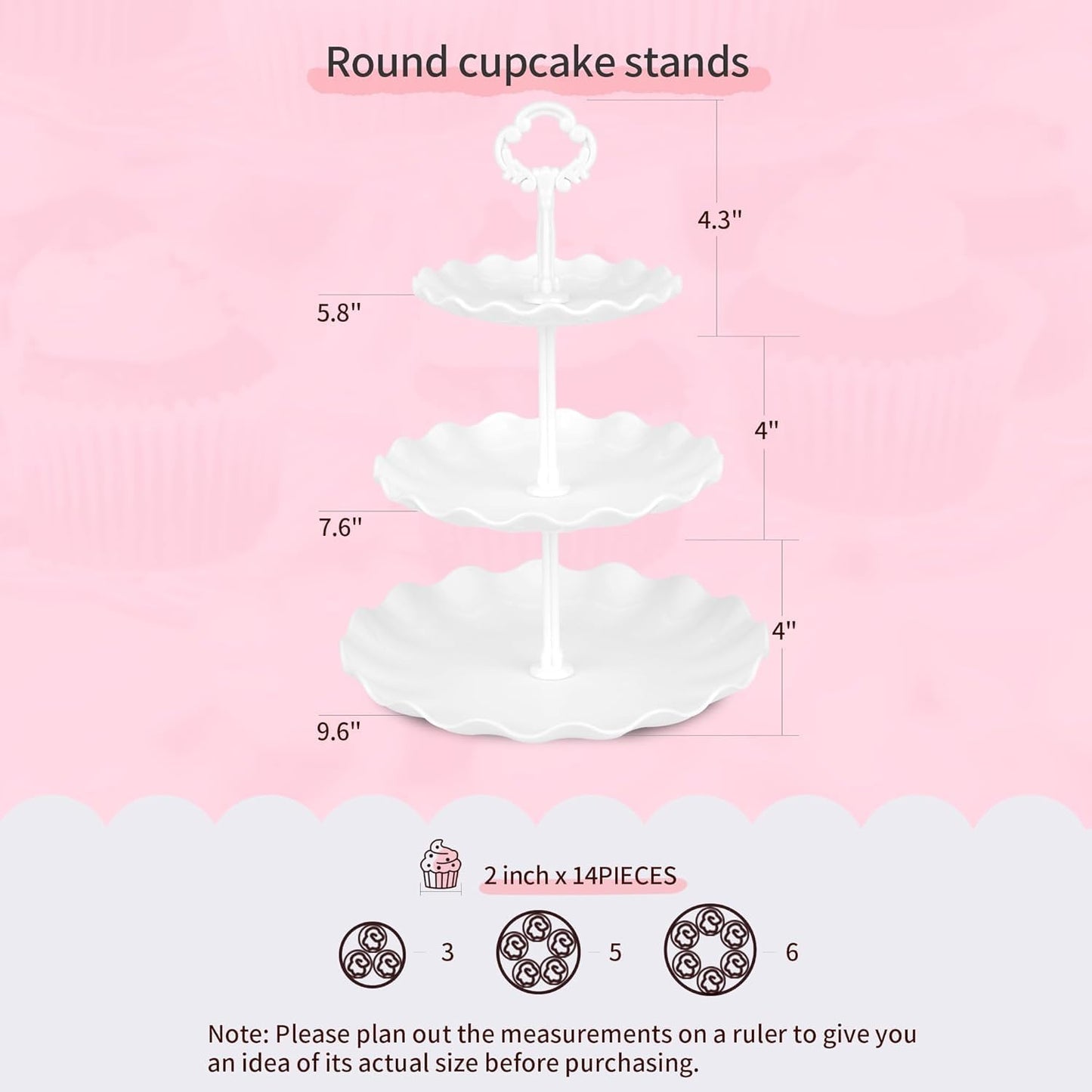 Pack of 10 NWK Dessert Stand Set with 2X Large 2-Tier and 2X Large 3-Tier Cupcake Stands, 4 x Appetizer Trays, 2 x Cake Pop Stands, for Birthday Baby Shower Party Decorations