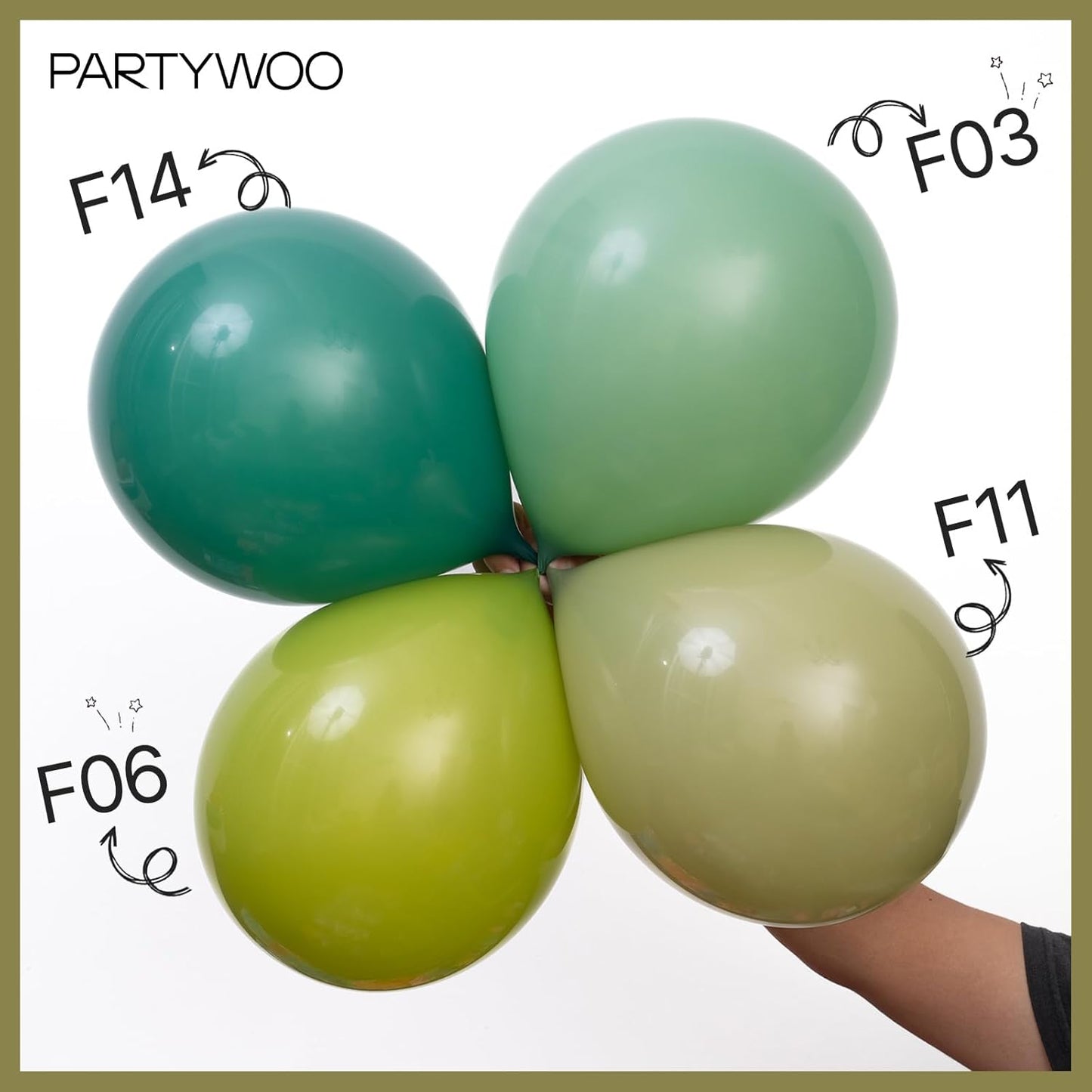 PartyWoo Sage Green Balloons 50 pcs 5 Inch Small Mini Matte Sage Olive Green Boho Neutral Eucalyptus Latex Balloons for Wedding Baby Shower Gender Reveal Birthday Party Decorations Green-F11