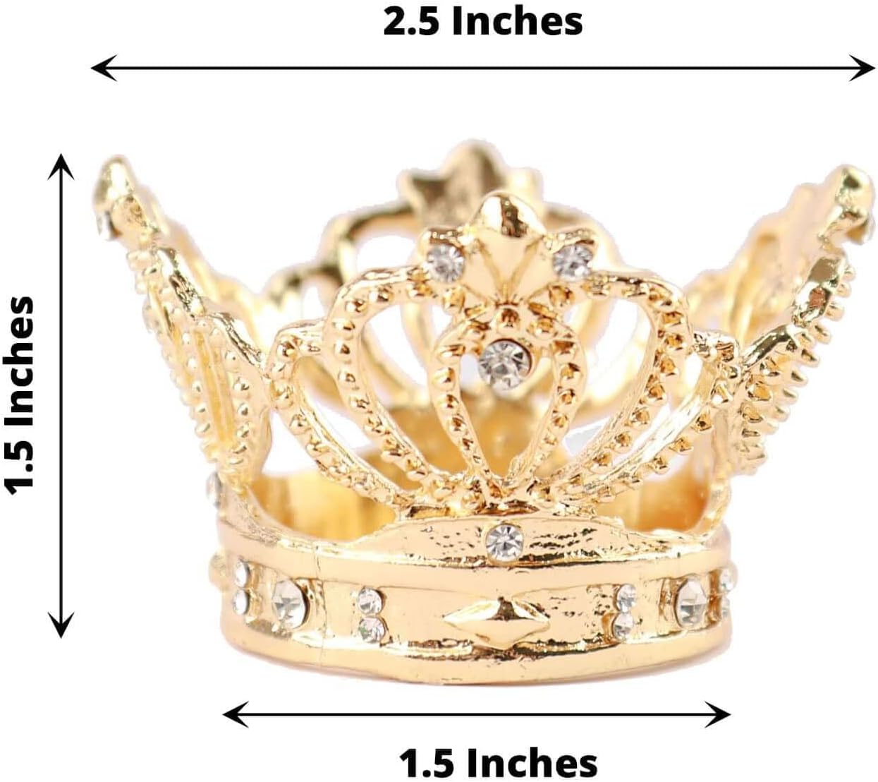 Efavormart 4 Pack | Metallic Gold Crown Rhinestone Napkin Rings, Royal Bling Napkin Holders