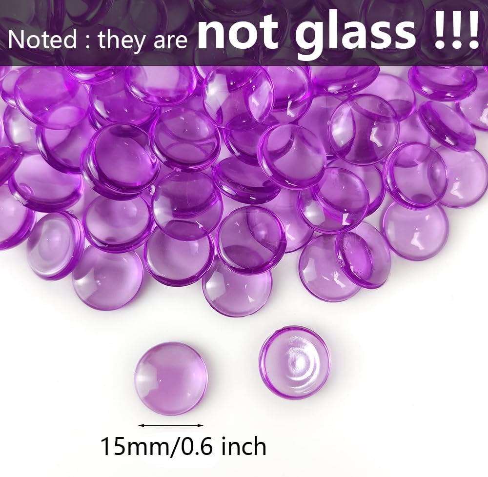 HappyFiller Fall Christmas Decor 630 PCS 0.6 inch Bright Purple Acrylic Flat Marbles No Broken Vase Fillers,Makeup Brush Holder Pebbles,Wedding Centerpieces Party Confetti,Home Accents
