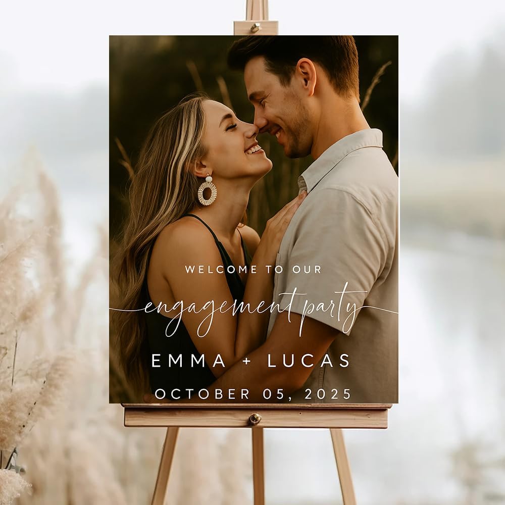 Personalized Engagement Welcome Sign, Engagement Party Sign, Engaged Decor for Couple - She Said Yes!, Decorations, Engaged Welcome, Custom Poster, Canvas, Wooden 2 Layer /3