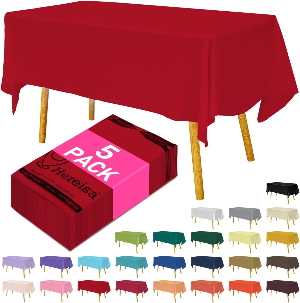 Plastic Tablecloths 5 Pack 10 Pack Rectangle