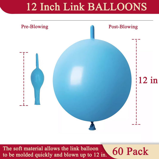 60 Pcs Link Balloons 12 Inch Quick Link Balloons for Birthday Wedding Party Festival Decorations (Light Blue)
