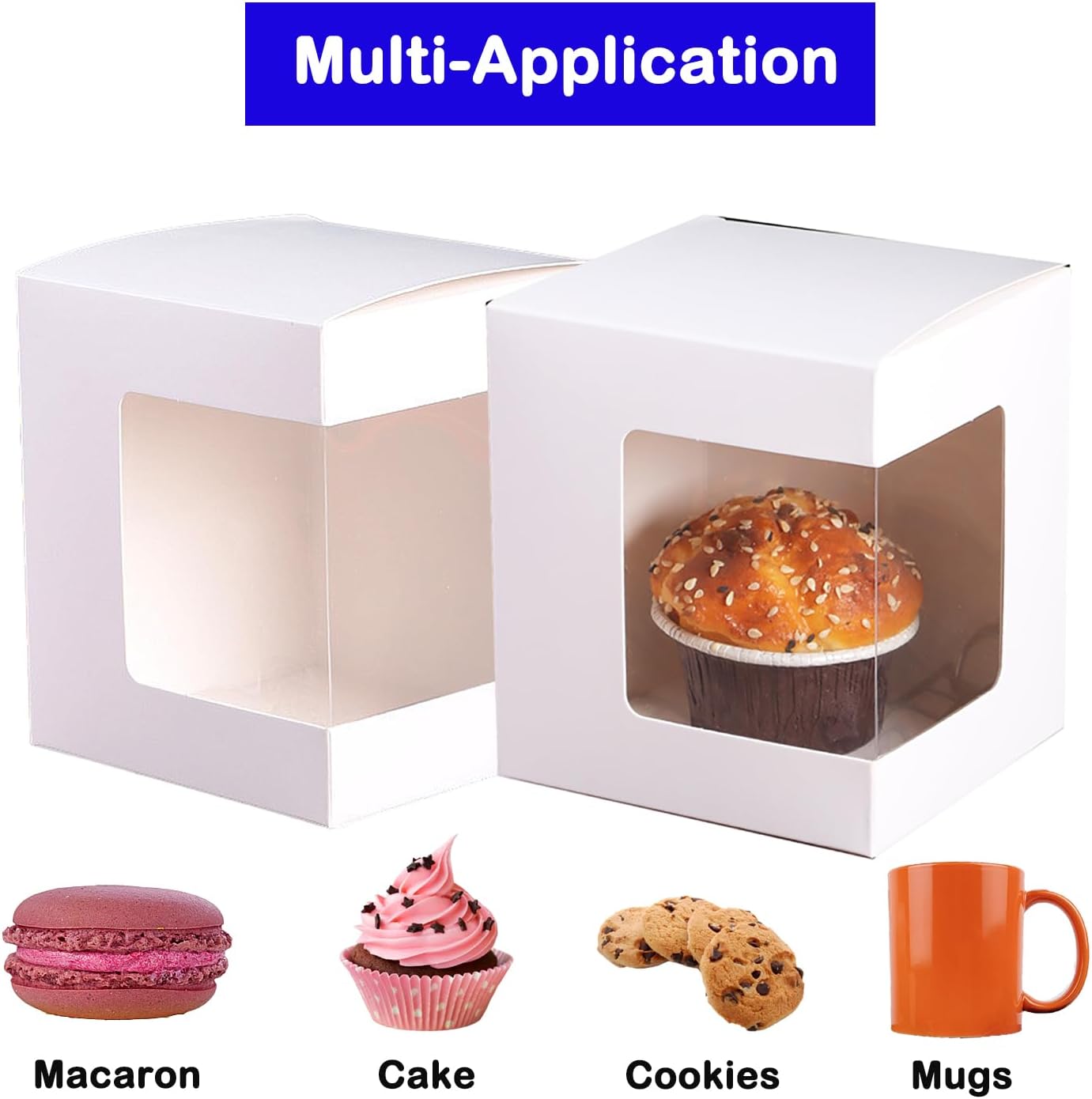36 Pack Mug Boxes for Gifts, Small Gift Boxes with Clear Window, Transparent Cups Wrapping Box for Sublimation Mugs Coffee Cups DIY Crafts Candle 11oz, 12oz, 15oz Gift Wrapping (White)