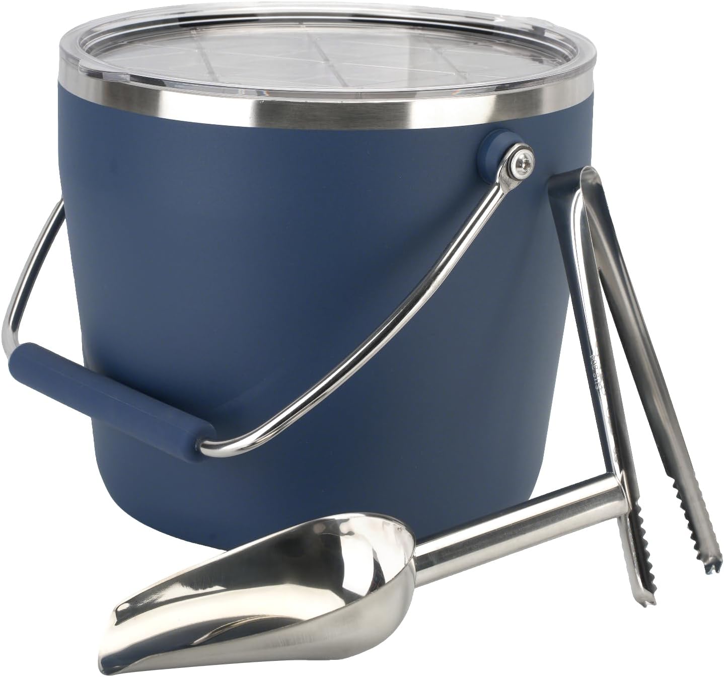 7L Beverage & Ice Bucket with Lid, Stainless Steel, Includes Scoop & Tongs, Holds 6 Beer Bottles or 3 Wine Bottles, Keeps Drinks Cold for Hours, Easy Carry Handle for Parties & Outdoor