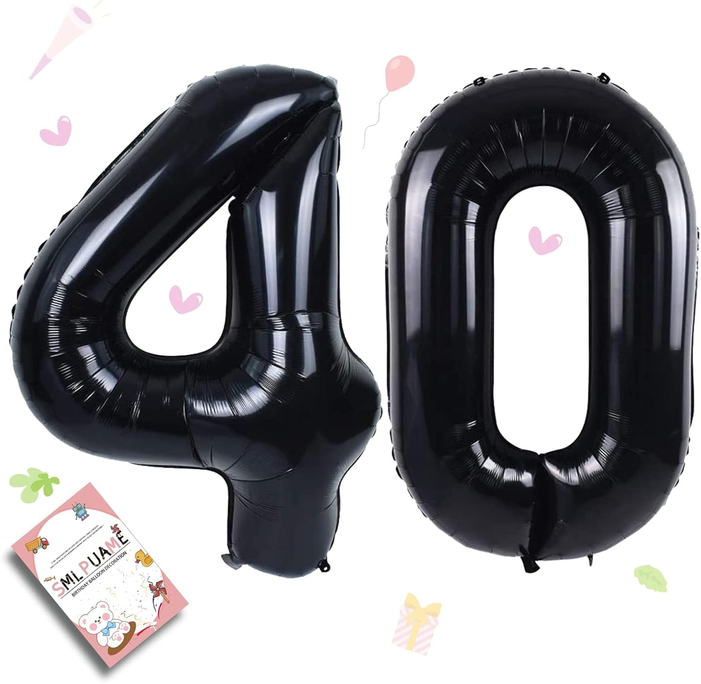 Smlpuame 40 inch Number Balloon 0-9 Black Large Number 40 Balloons,Digital Balloons for Birthday Party Celebration Decorations Supplies, Helium Foil Number Balloons for Wedding Anniversary