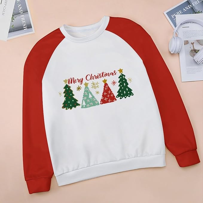 LOAIHA Christmas Sweatshirts for Women Christmas Tree Graphic Shirt Xmas Long Sleeve Merry Christmas Pullover Blouse